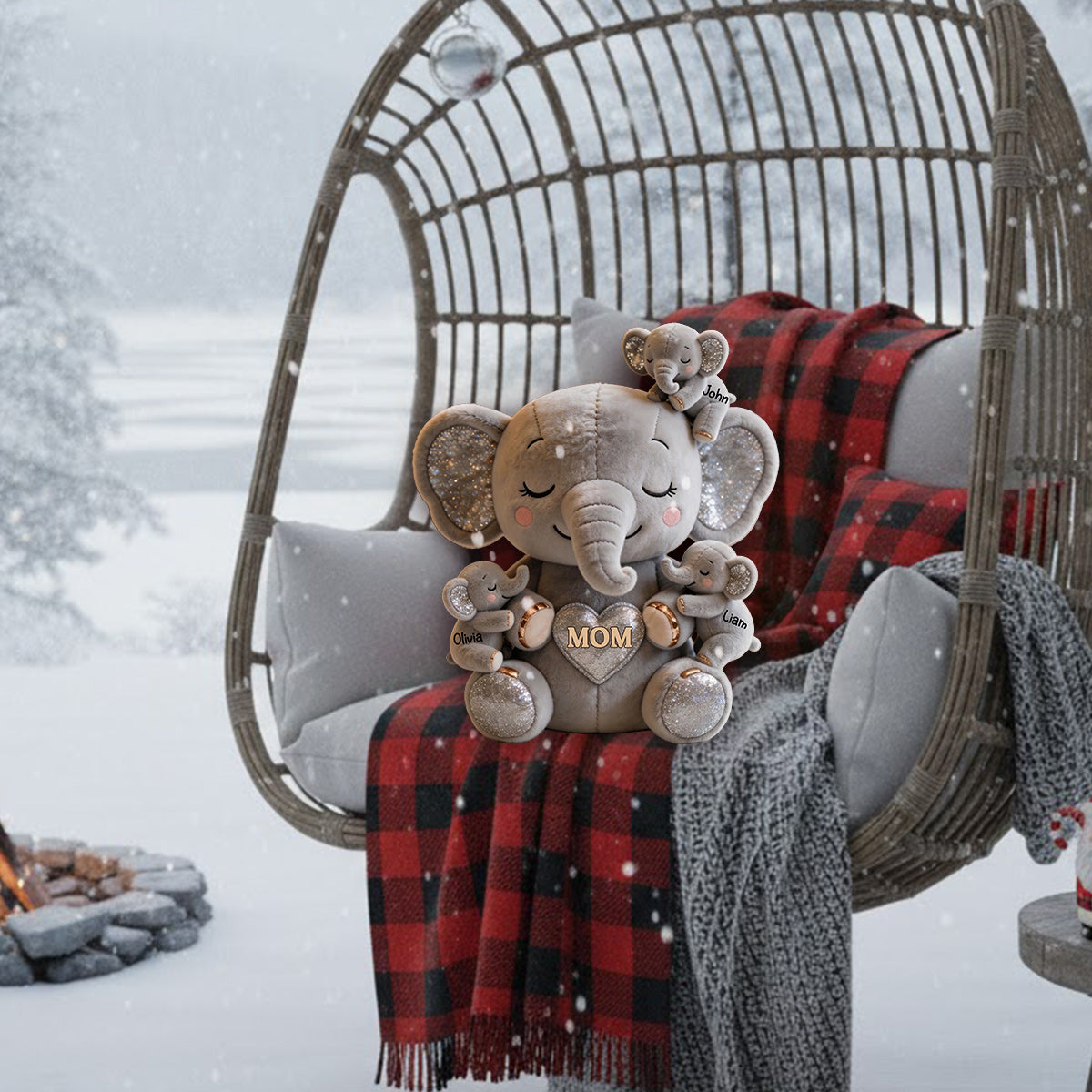 Cute Elephant Mom - Personalized Mother Premium Faux Fur Pillow