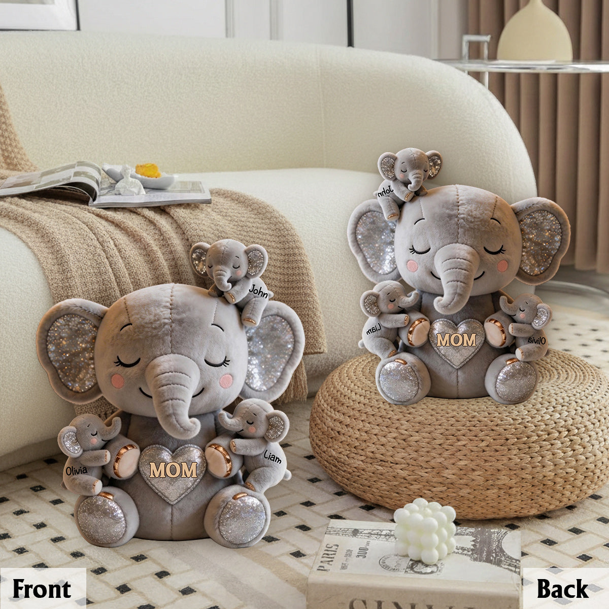 Cute Elephant Mom - Personalized Mother Premium Faux Fur Pillow