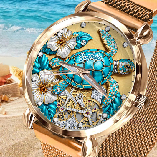 Belle tortue - Montre-bracelet personnalisée pour femme en forme de tortue 