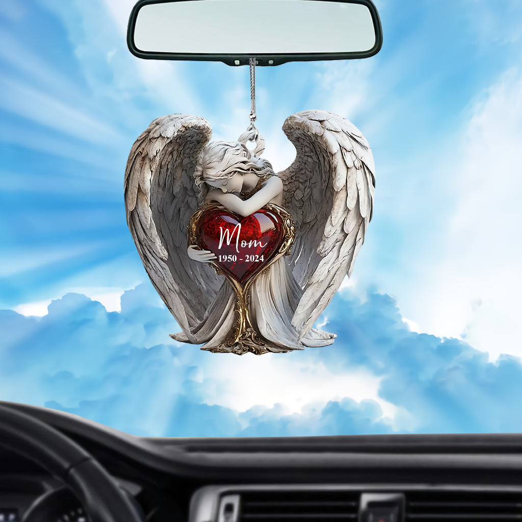 Sur les ailes des anges - Ornement de voiture commémoratif personnalisé