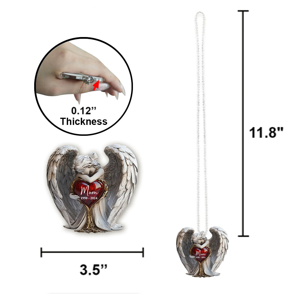 Sur les ailes des anges - Ornement de voiture commémoratif personnalisé
