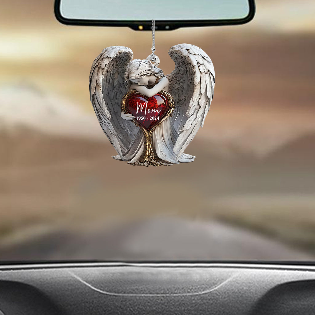 Sur les ailes des anges - Ornement de voiture commémoratif personnalisé