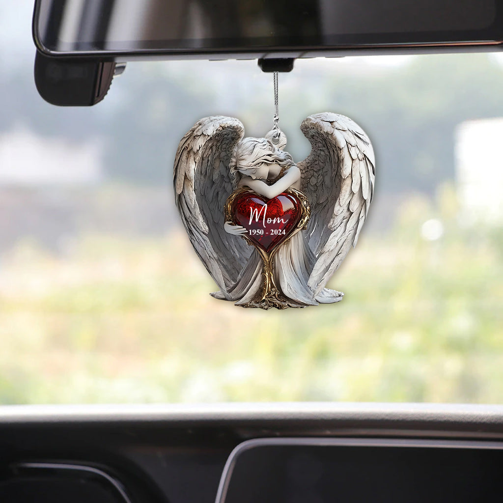 Sur les ailes des anges - Ornement de voiture commémoratif personnalisé