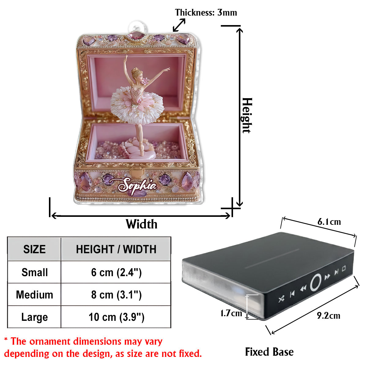 La Ballerine - Ornement musical de ballet personnalisé