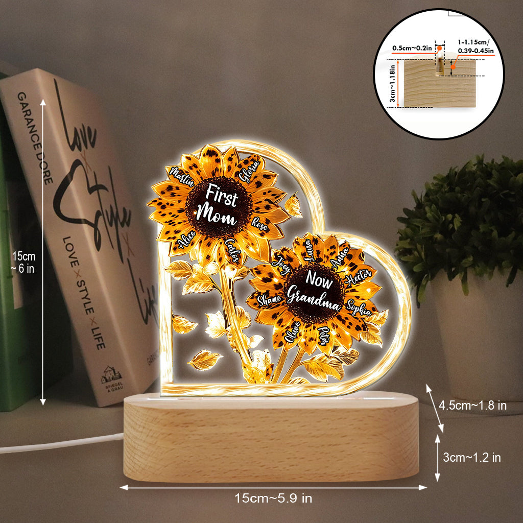 First Mom Now Grandma - Personalized Grandma Shaped Plaque Light Base