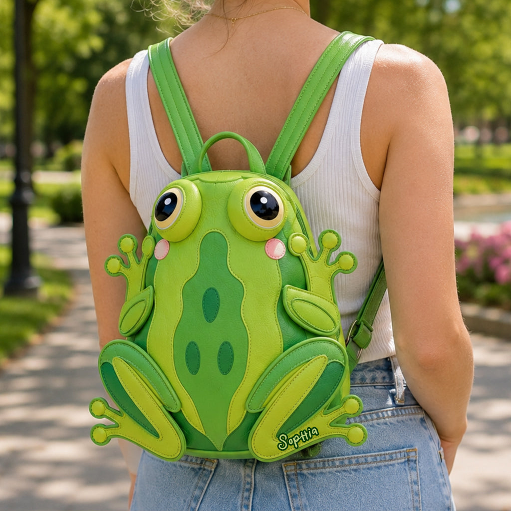 Pour les Amateurs de Grenouilles - Sac à Dos Personnalisé avec Patch en Cuir