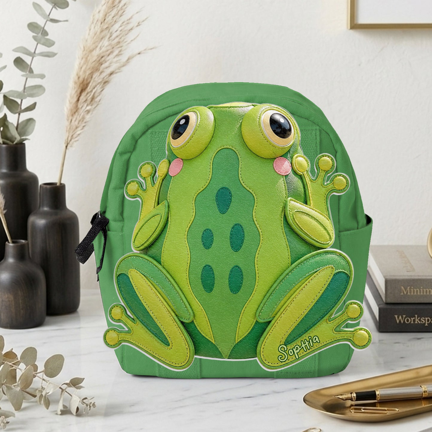 Pour les Amateurs de Grenouilles - Sac à Dos Personnalisé avec Patch en Cuir