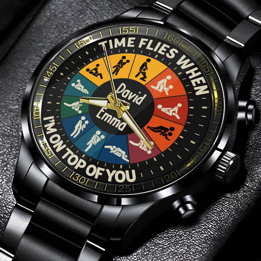 Le temps passe vite quand je suis sur toi - Montre-bracelet personnalisée pour couple