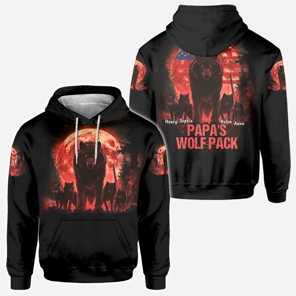 Papa Wolf Pack - Personalized Father All Over Shirt