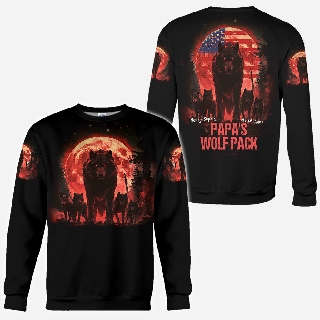 Papa Wolf Pack - Personalized Father All Over Shirt