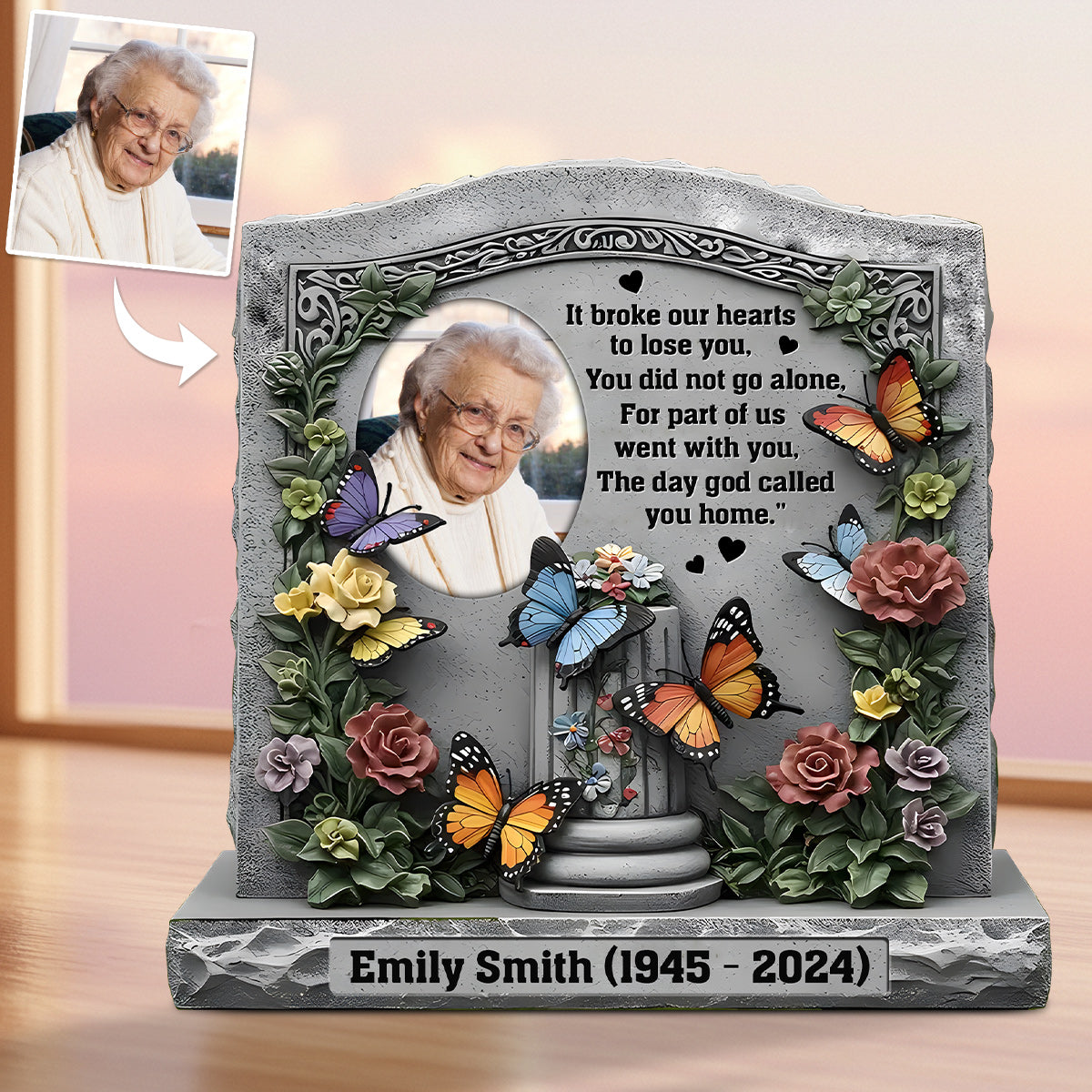 Le jour où Dieu t'a rappelé à lui - Plaque commémorative personnalisée en acrylique sur mesure