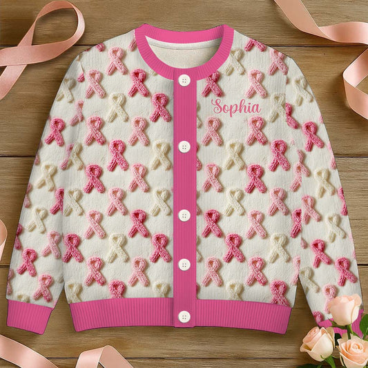 In October We Wear Pink - Personalized Breast Cancer Awareness Cardigan Sweater