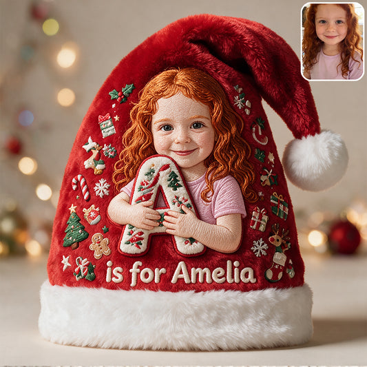 Little Initial Christmas Dreams - Personalized Kid Santa Claus Hat
