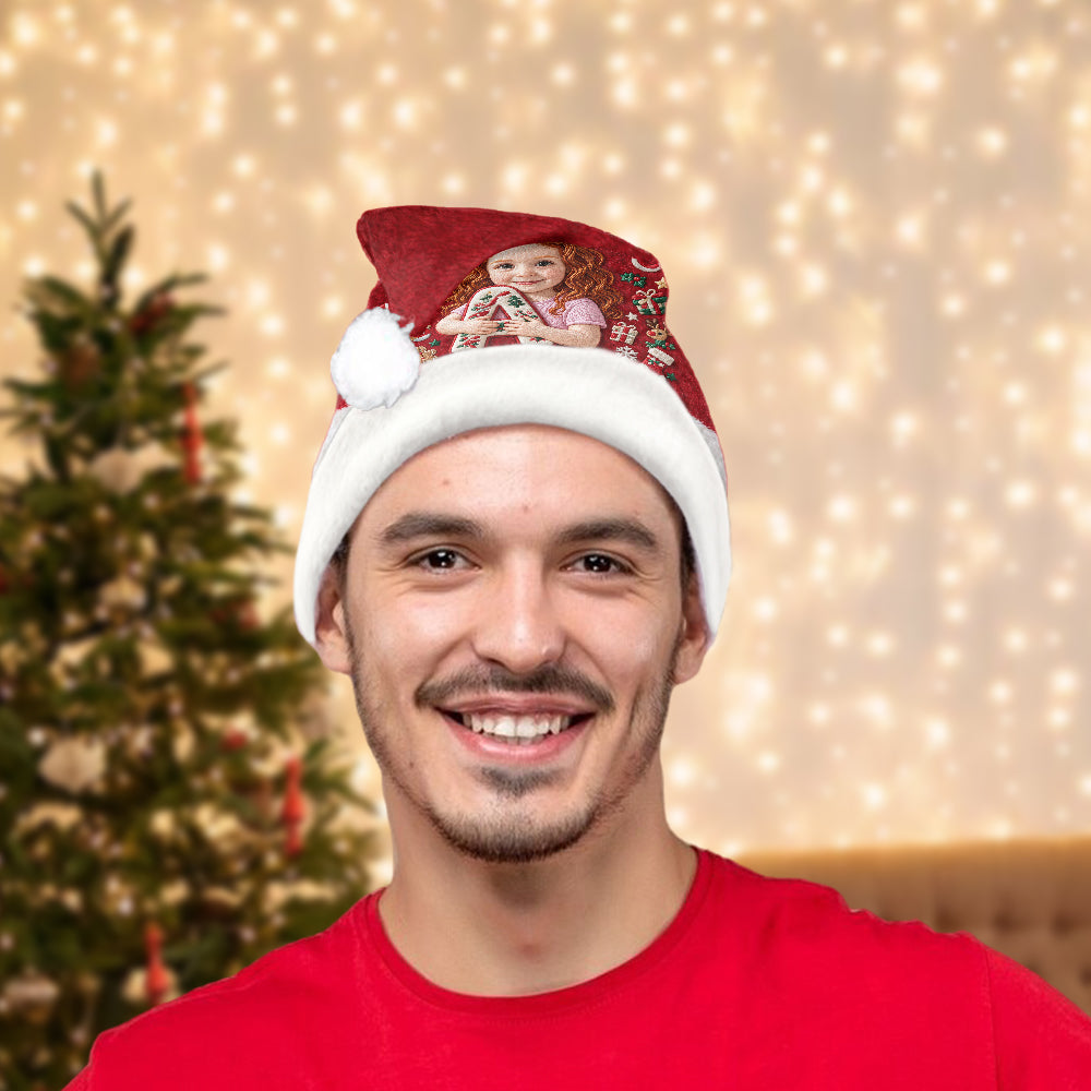Little Initial Christmas Dreams - Personalized Kid Santa Claus Hat