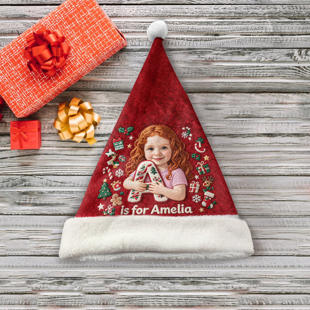 Little Initial Christmas Dreams - Personalized Kid Santa Claus Hat