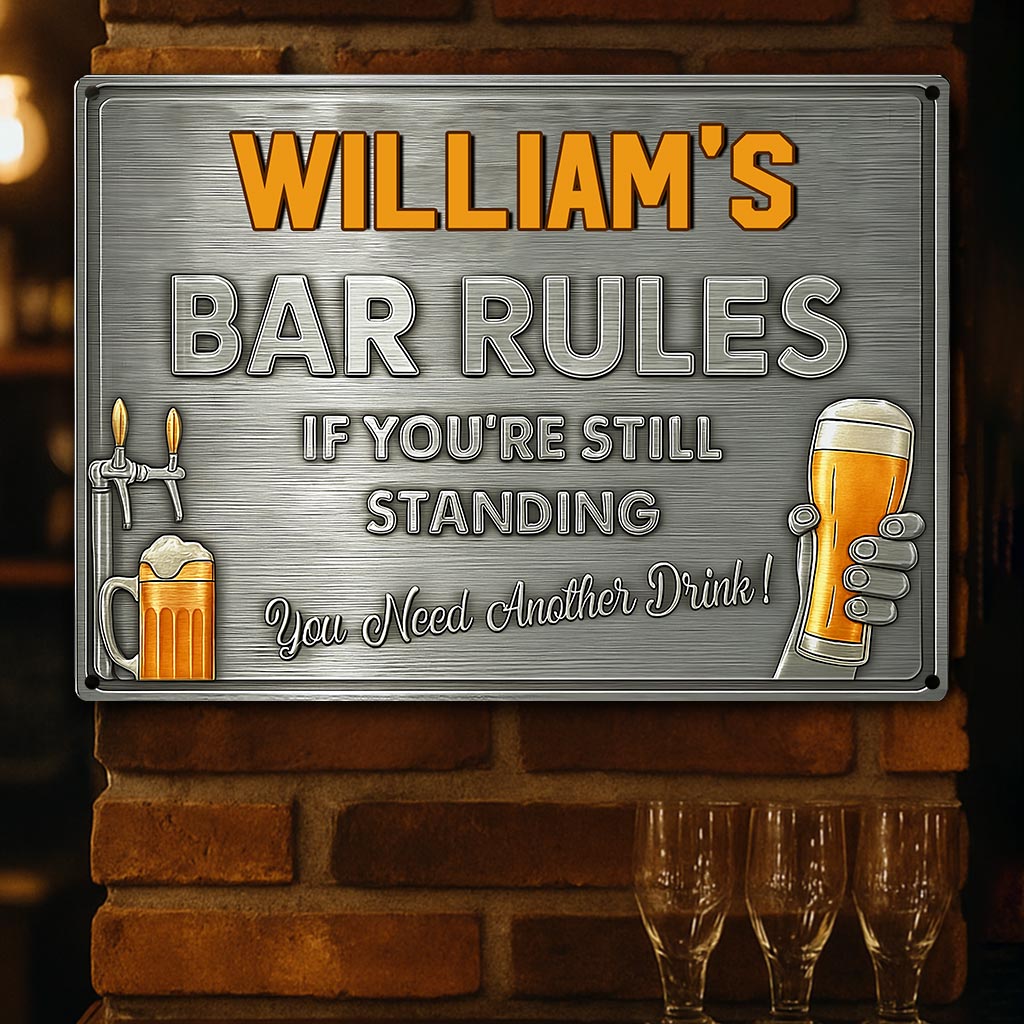 Règles du bar - Panneau métallique rectangulaire personnalisé pour la bière