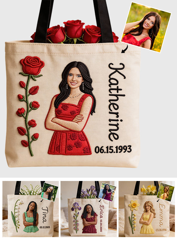 Custom Any Photo Birthmonth Flower - Personalized Self Love Tote Bag