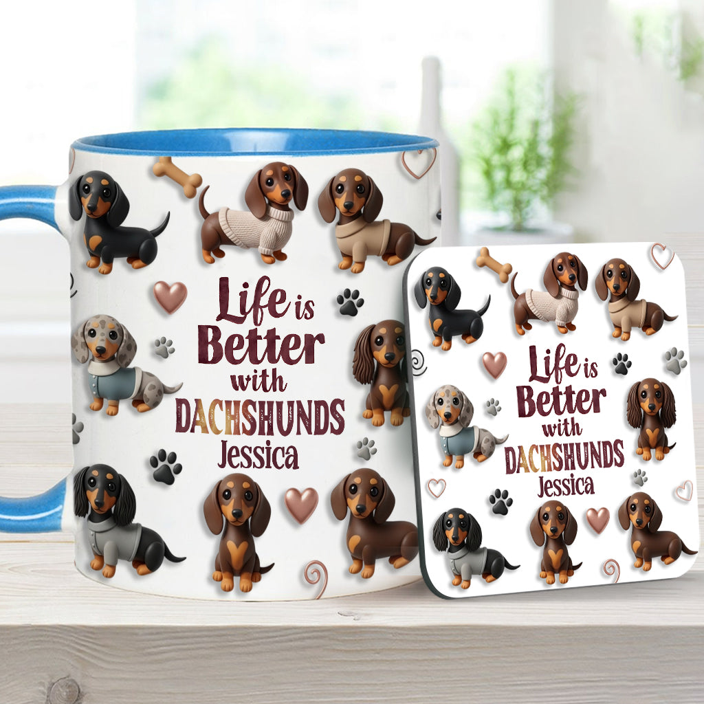 Life Is Better With Dogs - Personalized Dog Accent Mug