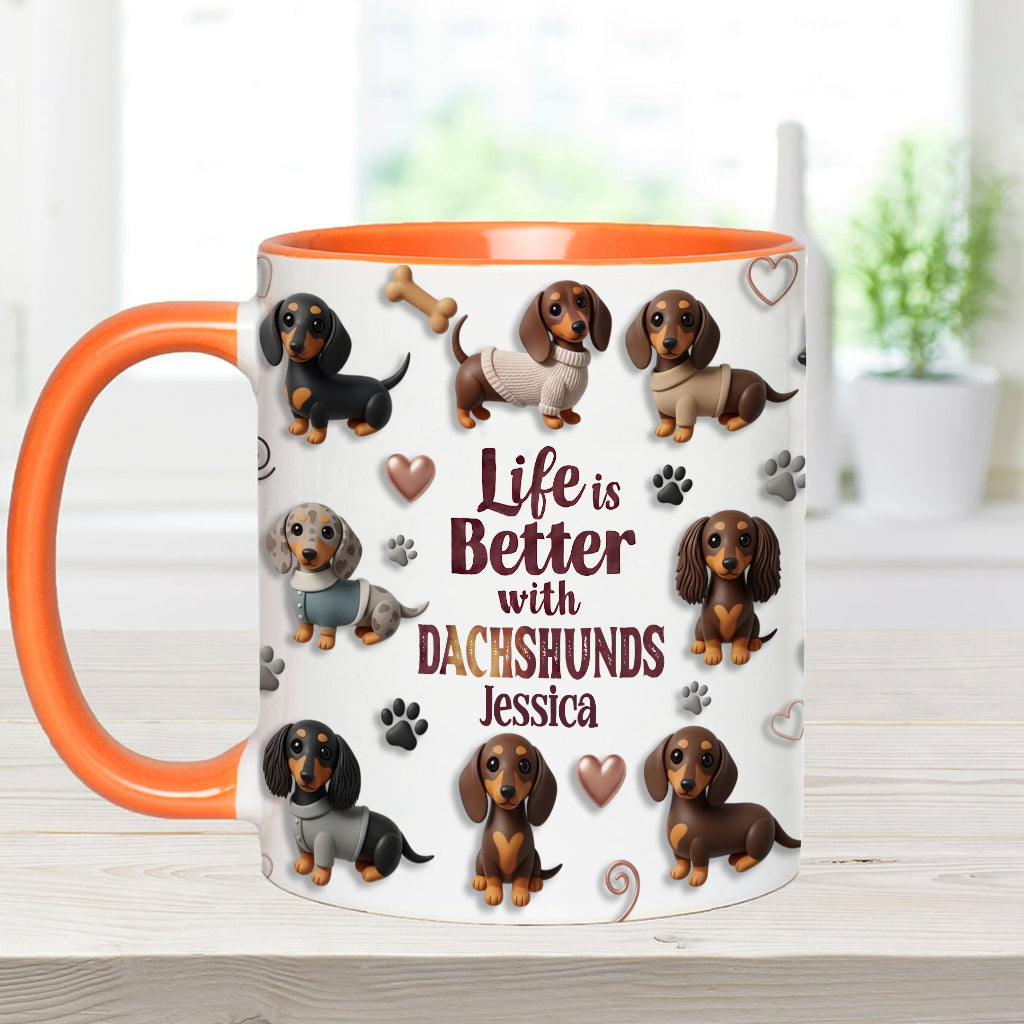 Life Is Better With Dogs - Personalized Dog Accent Mug