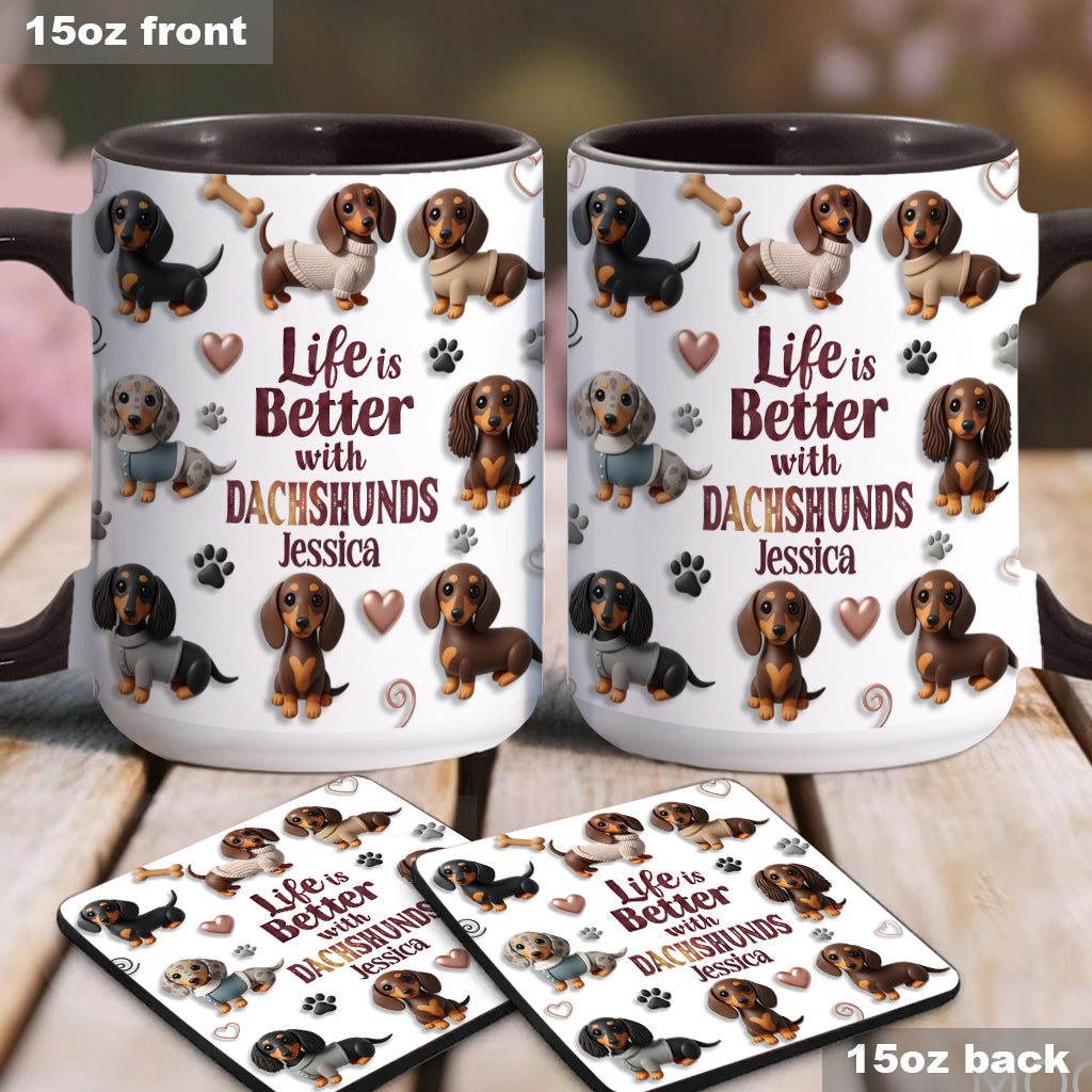 Life Is Better With Dogs - Personalized Dog Accent Mug