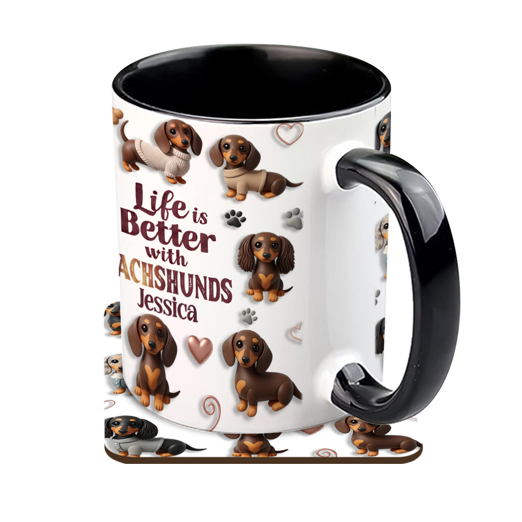 Life Is Better With Dogs - Personalized Dog Accent Mug