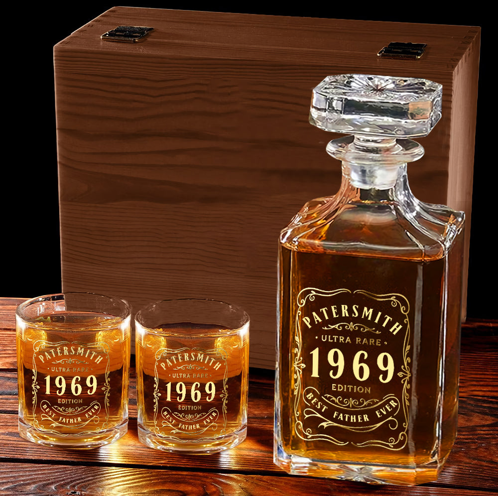 Cadeau idéal pour les amateurs de whisky, bourbon et cognac... Pour un papa ou un mari aimant... - Coffret carafe à whisky personnalisée