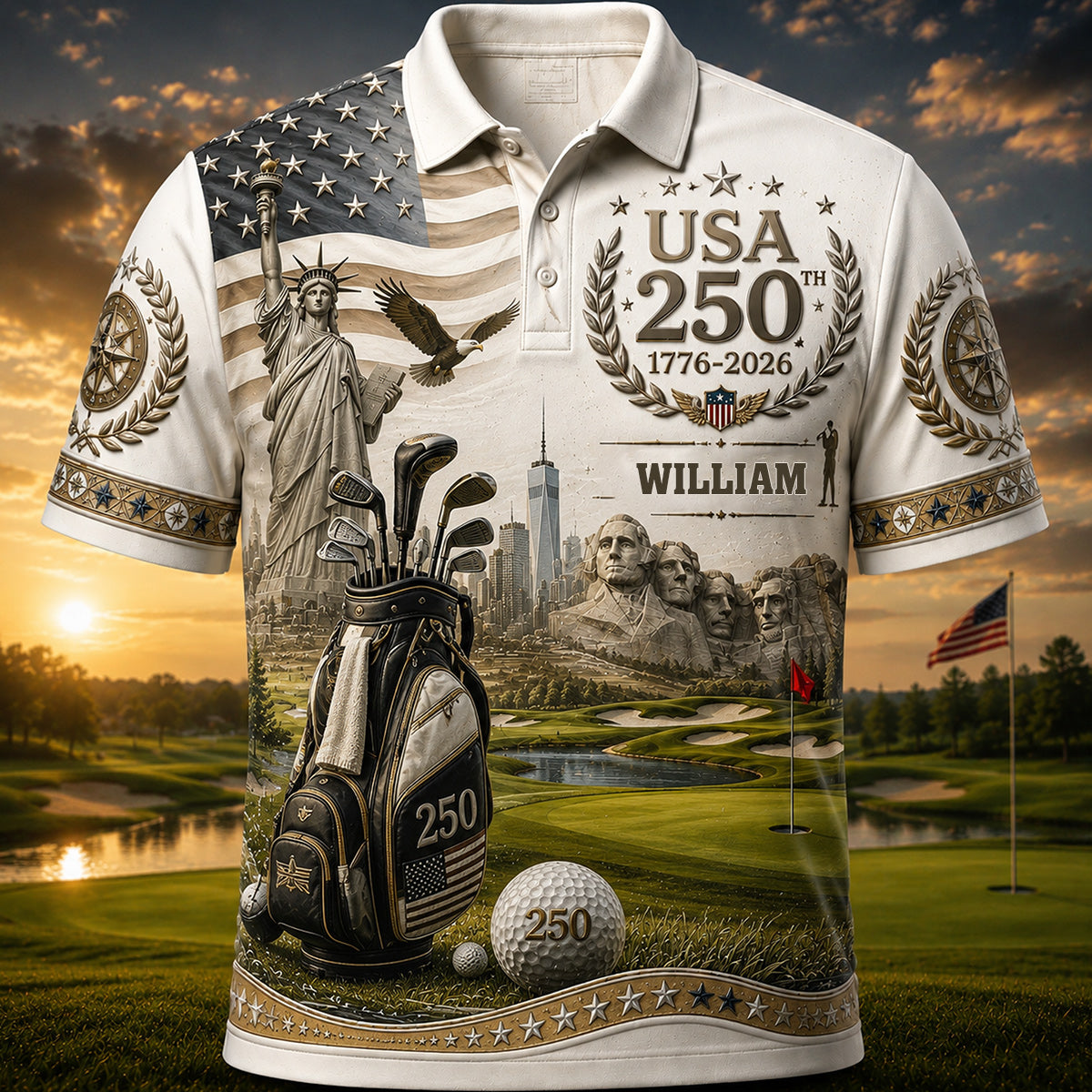 Golf In The 250 USA Anniversary - Personalized Golf Polo Shirt
