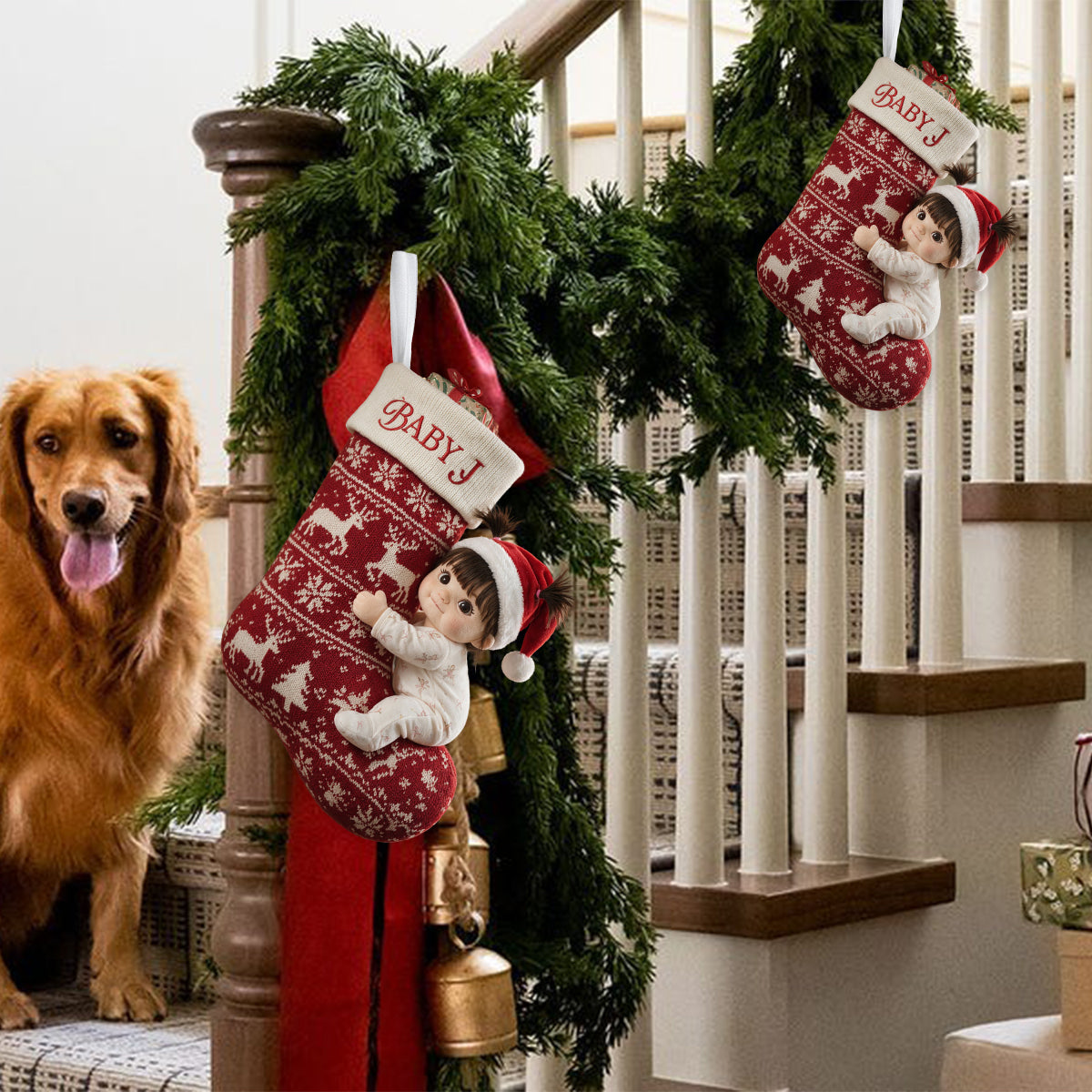 Little Christmas - Personalized Kid Shaped Christmas Stocking