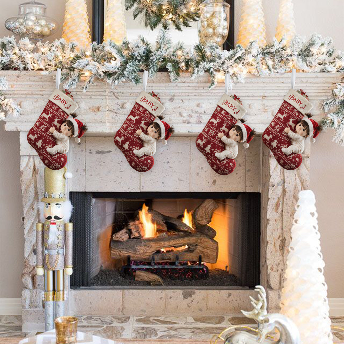 Little Christmas - Personalized Kid Shaped Christmas Stocking