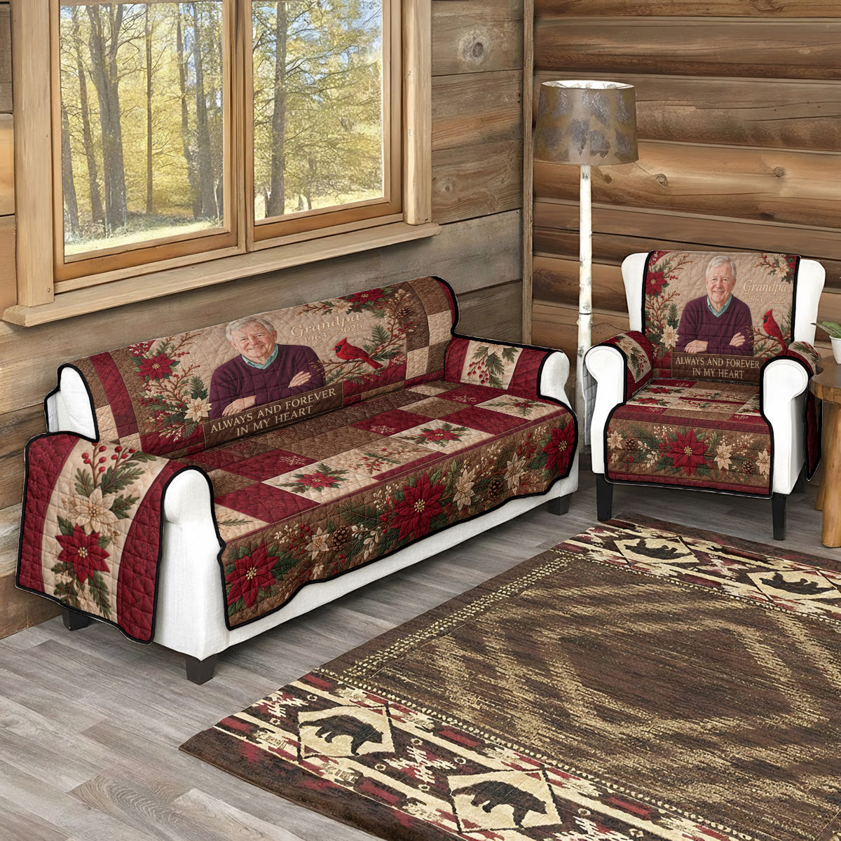 Those We Love Don't Go Away - Personalized Memorial Quilted Sofa/Couch Cover