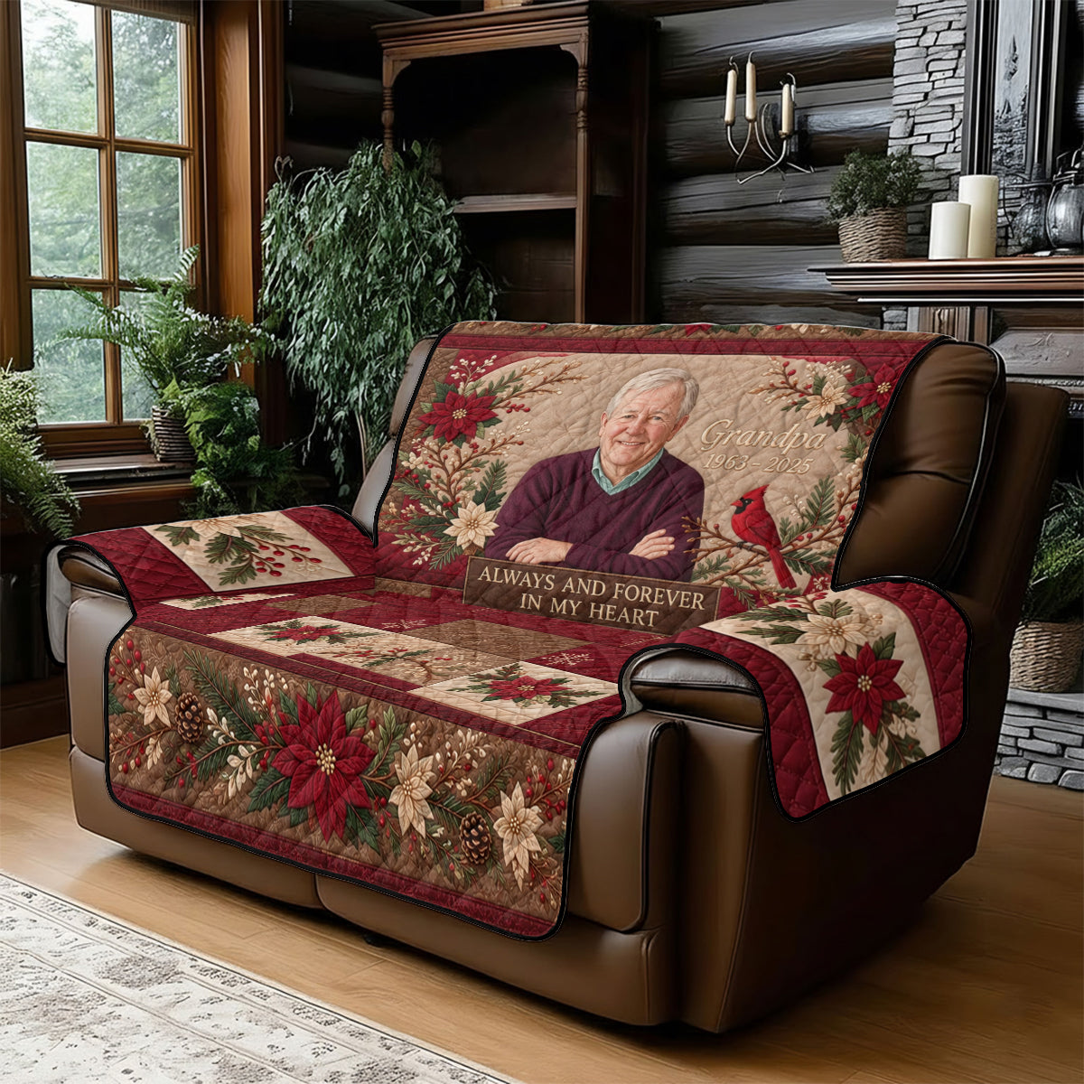 Those We Love Don't Go Away - Personalized Memorial Quilted Sofa/Couch Cover