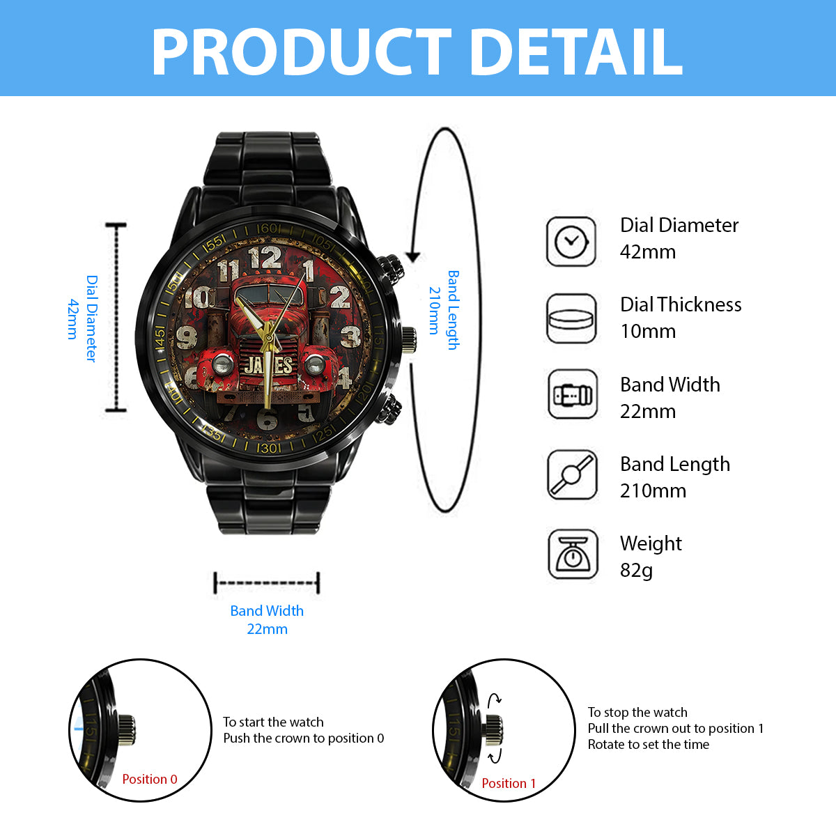Gift For Trucker - Personalized Trucker Hand Watch
