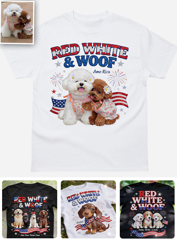 Rouge Blanc Woof - T-shirt et Sweat à Capuche Personnalisés pour Chien