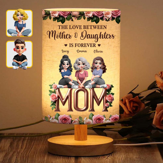 L'amour entre une mère et son enfant est éternel - Lampe de table personnalisée pour maman avec pied en bois