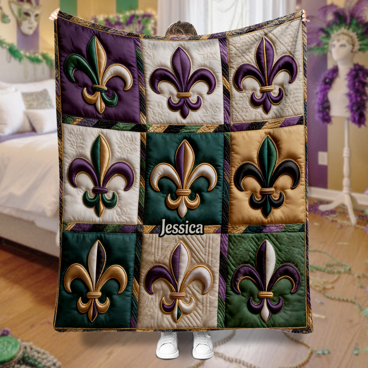 Fleur De Lis Mardi Gras - Couverture Mardi Gras personnalisée
