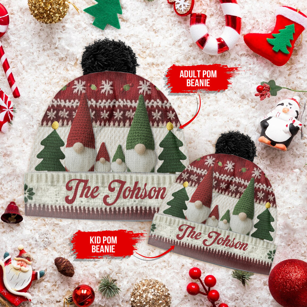 Gnome Family Christmas - Personalized Family Beanie Hat