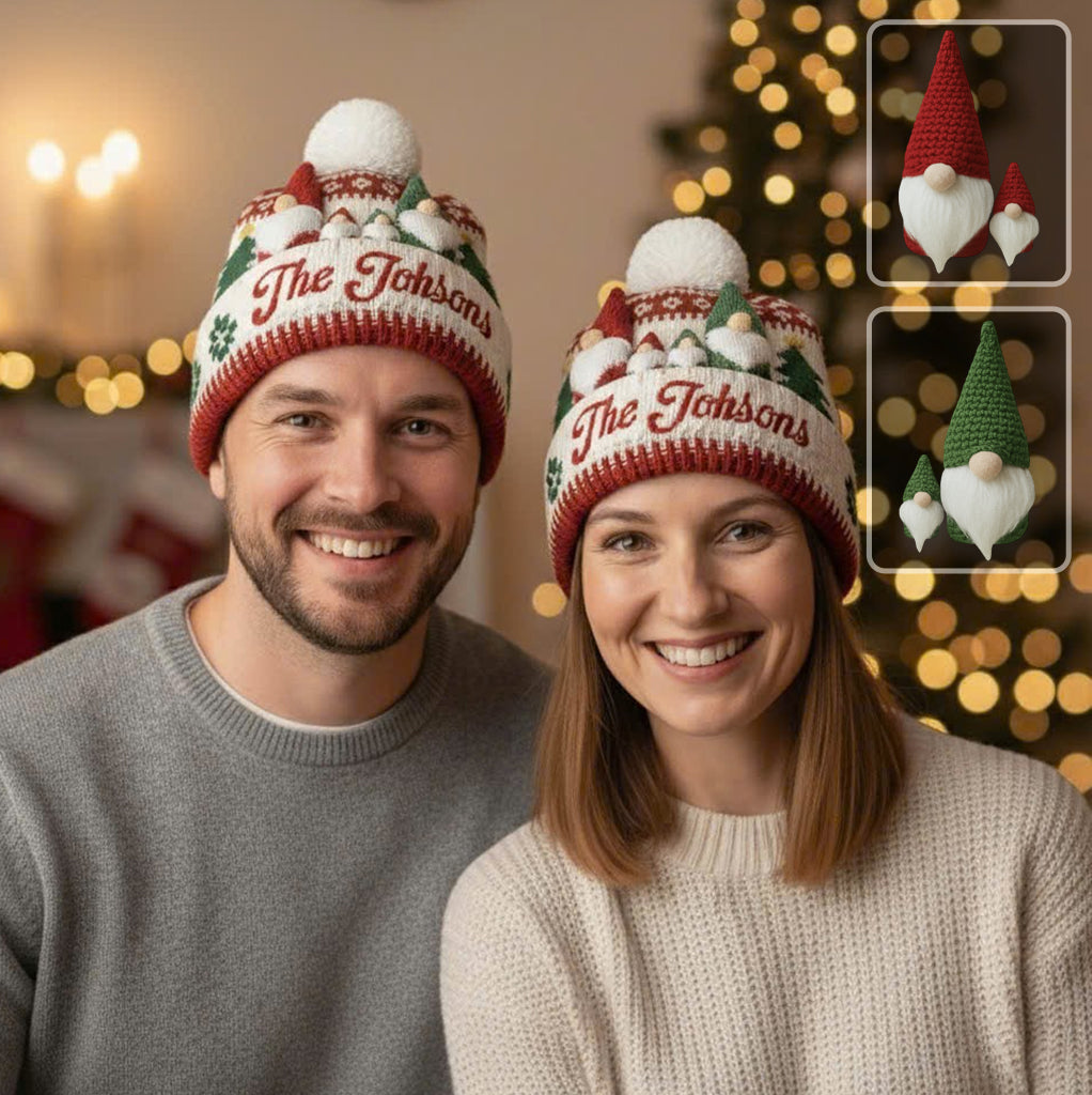 Gnome Family Christmas - Personalized Family Beanie Hat