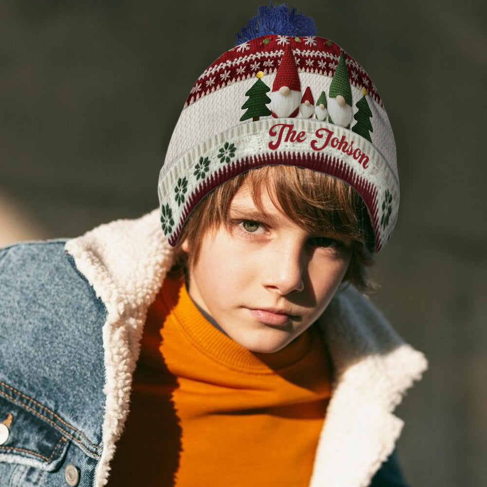 Gnome Family Christmas - Personalized Family Beanie Hat