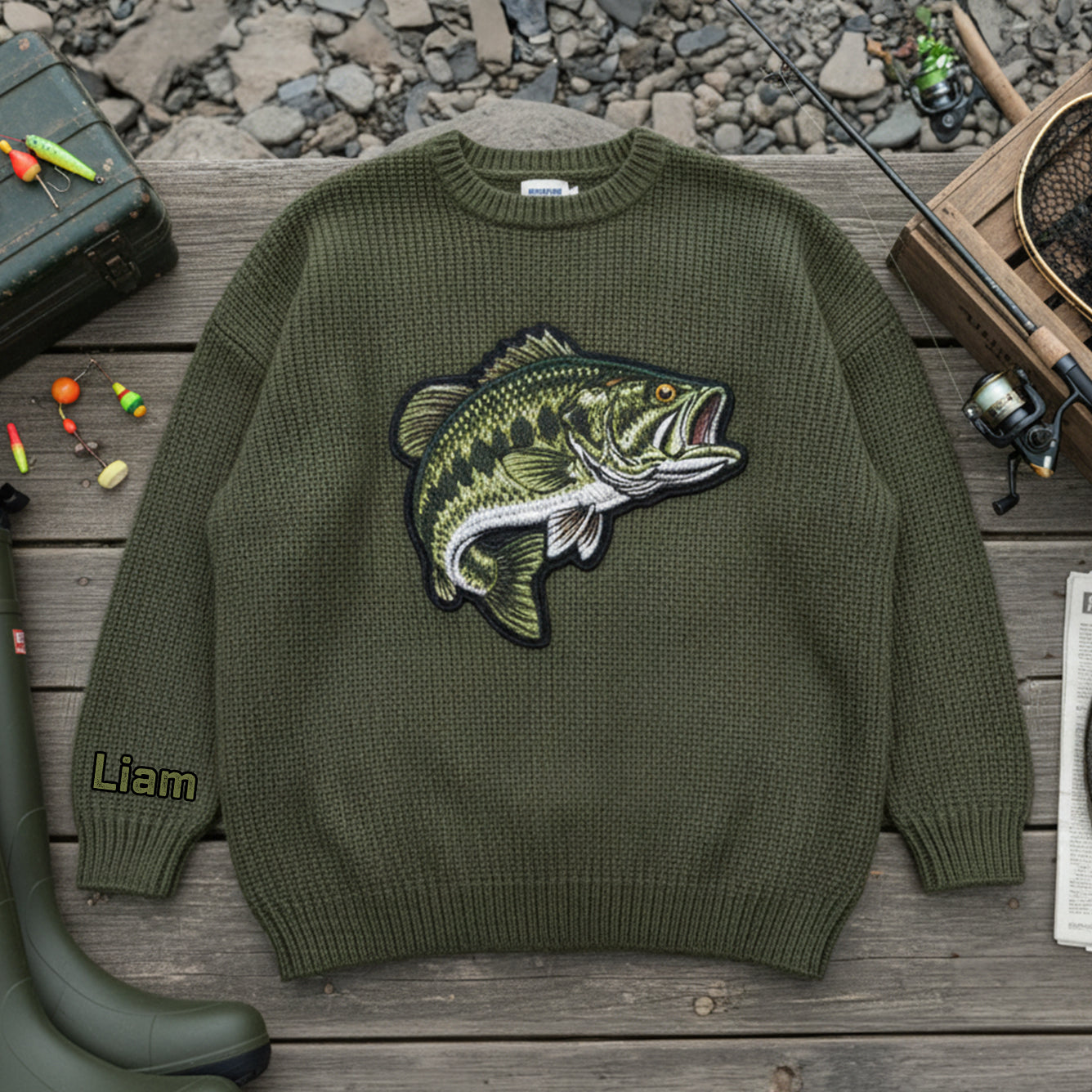 Love Fishing - Personalized Fishing Ugly Sweater