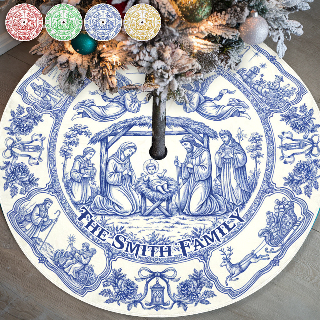 Que Dieu bénisse notre famille - Jupe de sapin chrétienne personnalisée