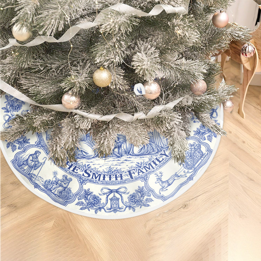 Que Dieu bénisse notre famille - Jupe de sapin chrétienne personnalisée