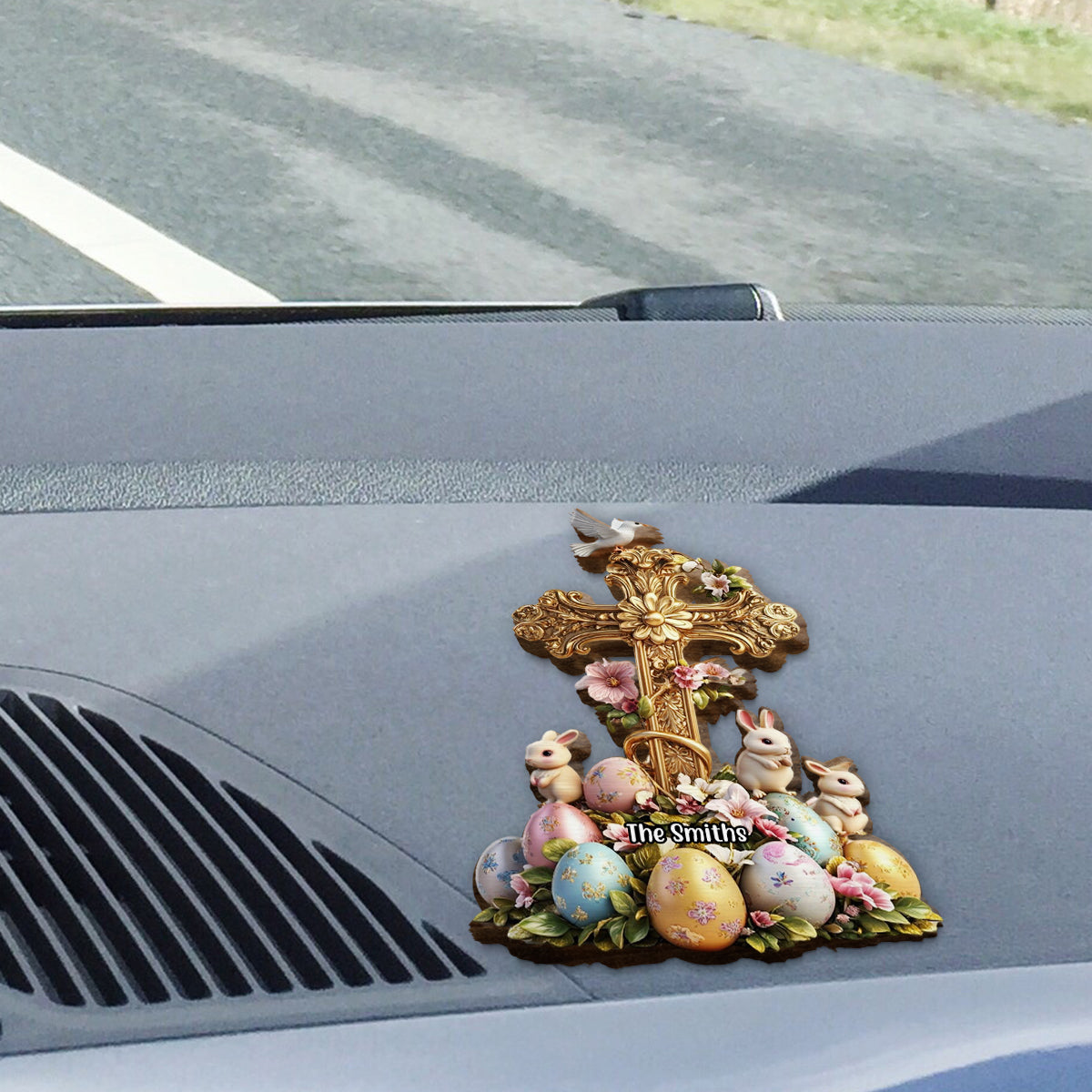 Adorables lapins - Clip de pare-soleil de voiture personnalisé en forme de chrétien