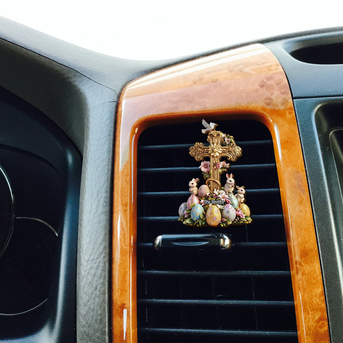 Adorables lapins - Clip de pare-soleil de voiture personnalisé en forme de chrétien
