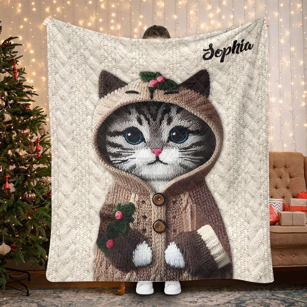 Cute Cat - Personalized Cat Blanket