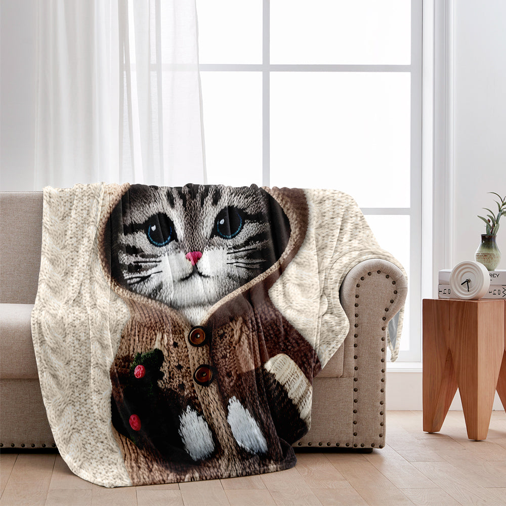 Cute Cat - Personalized Cat Blanket