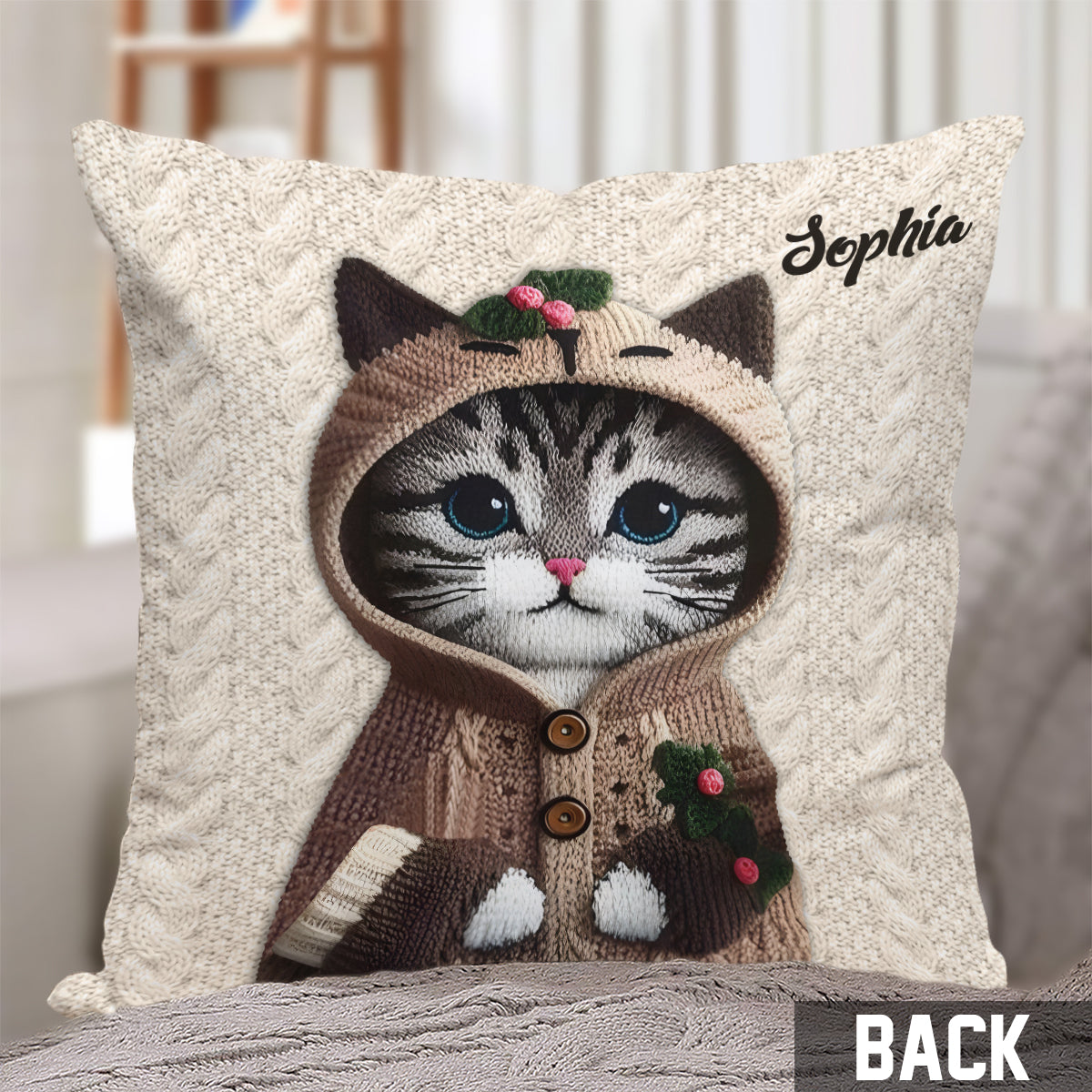 Cute Cat - Personalized Cat Throw Pillow