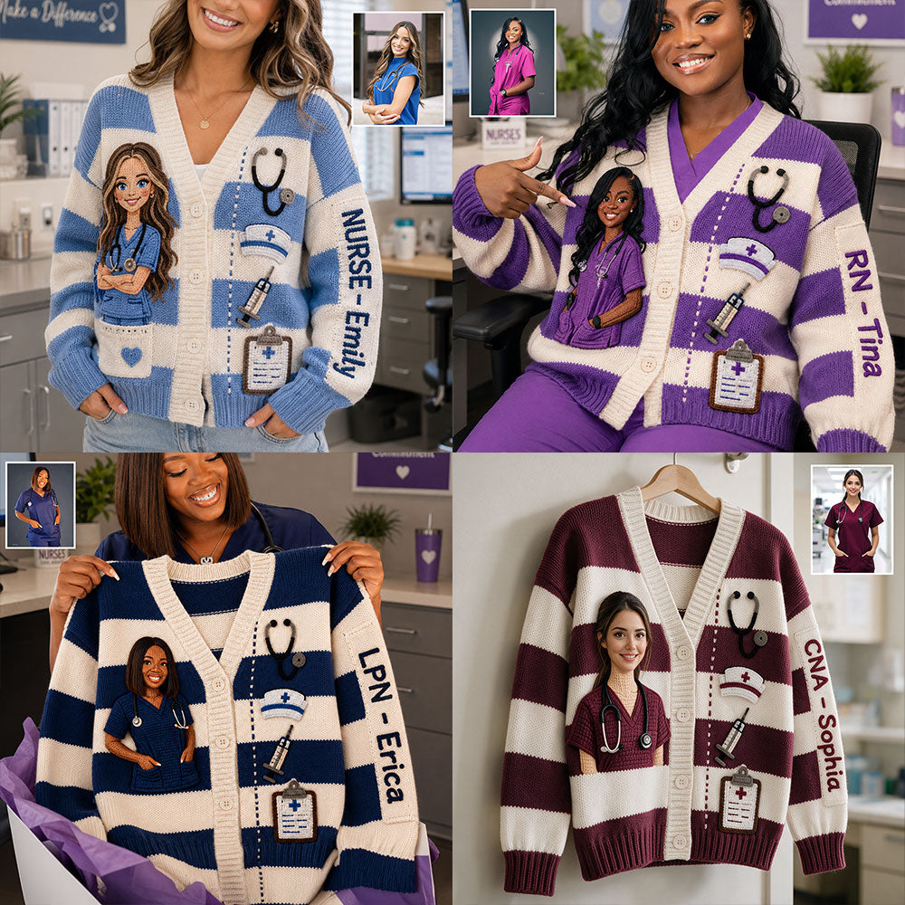 Any Photo Nurse Life - Personalized Nurse Cardigan Sweater
