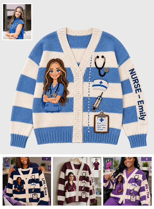 Any Photo Nurse Life - Personalized Nurse Cardigan Sweater