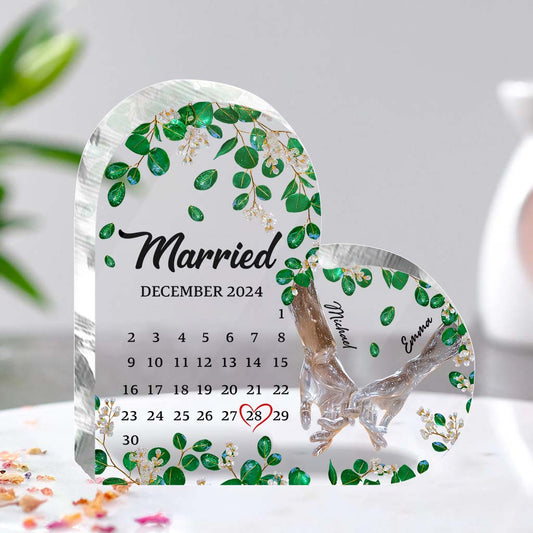 Calendrier de couple marié - Plaque acrylique personnalisée pour mari et femme
