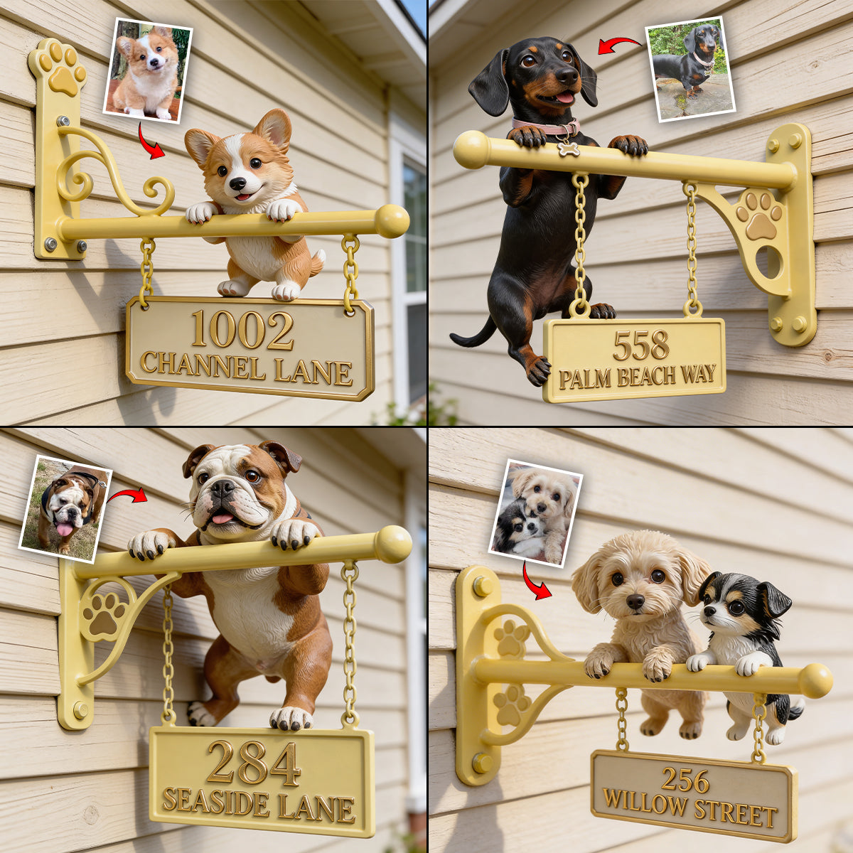 Puppy Home Address - Personalized Dog Wooden Wall Mount Sign